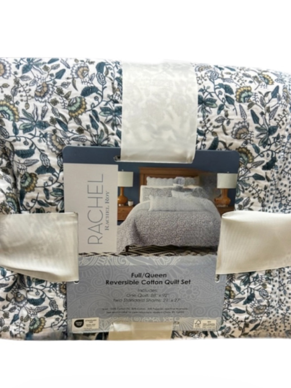 Rachel Roy Multicolor Reversible Full/Queen Cotton Quilt Set 88”x92”